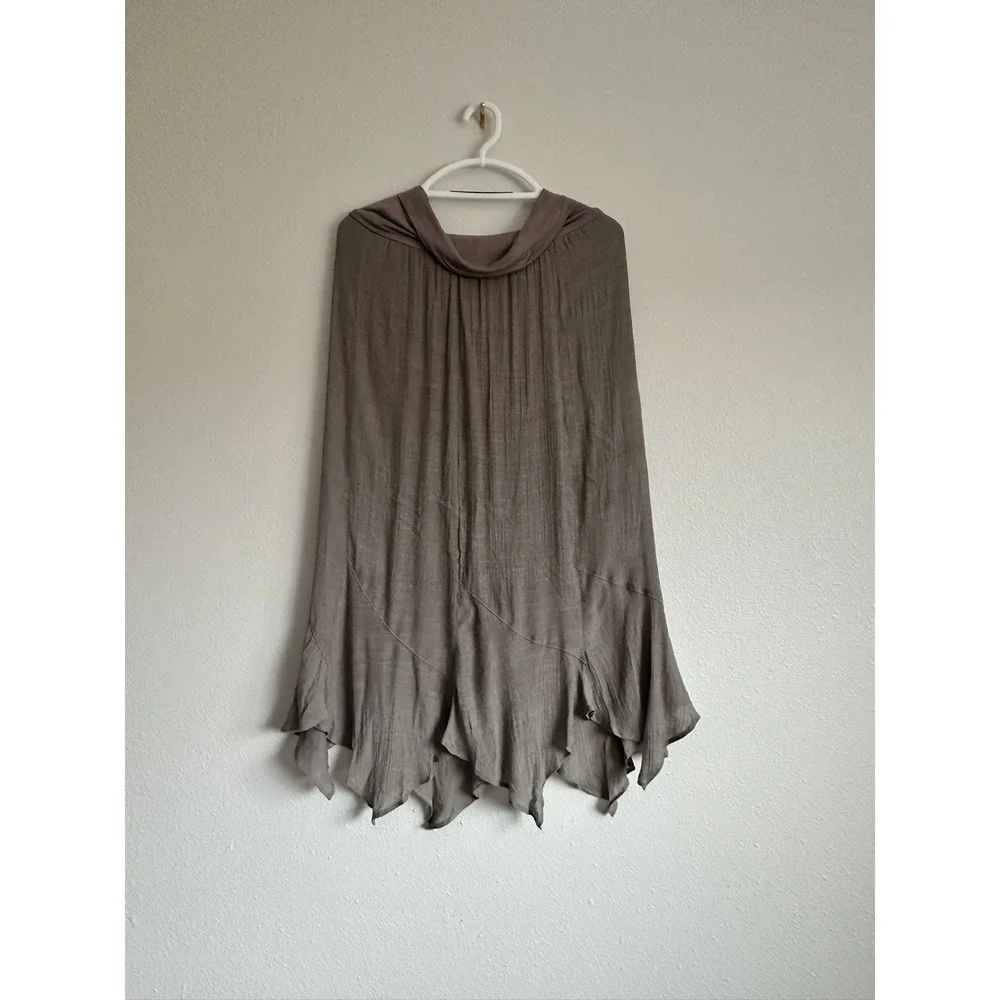 Apt. 9 Womens PXL Taupe Brown Handkerchief Hem Maxi Skirt Textured Petite XL